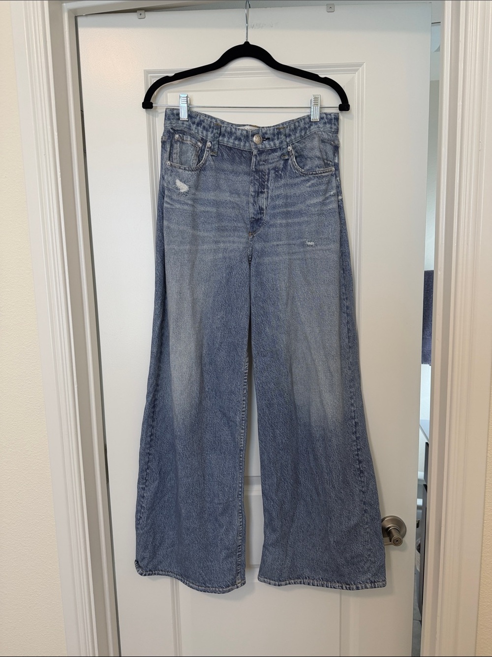 rag & bone Light Blue Wide-Leg Sweatpants Cropped Jeans, Size 27, EUC - Picture 7 of 11